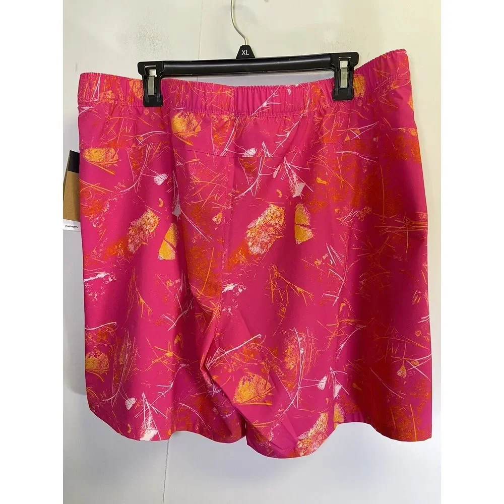 NEW The North Face Wander Shorts Men's XXL Pink Glo Print Swim Trunks Zip Pocket